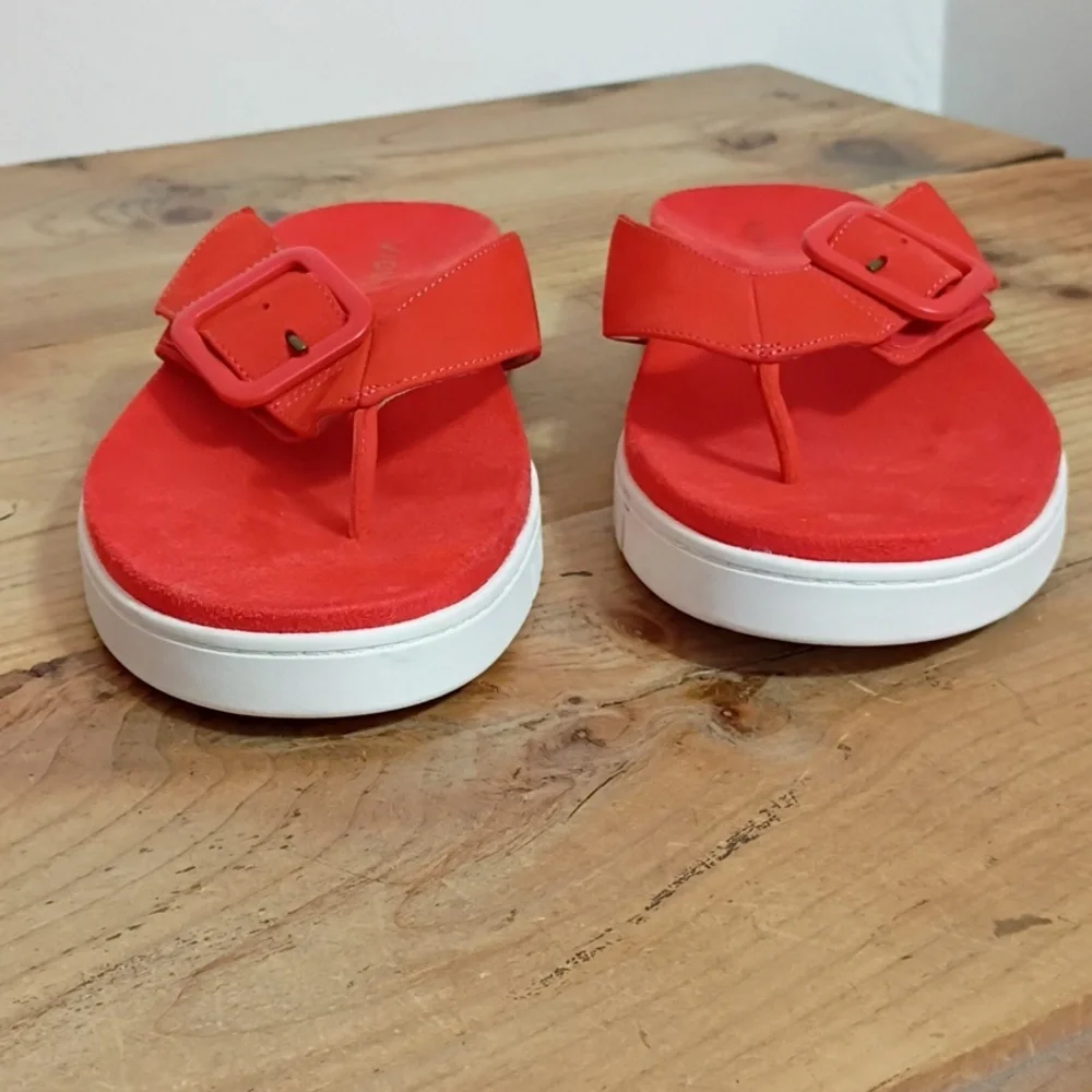 Vionic Uptown Marin Toe Post Sandal Cherry Tomato Nubuck Size 12W